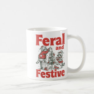 Feral And Festive Raccoon Santa Christmas Holiday  Coffee Mug