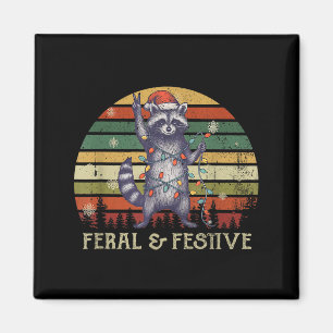 Feral And Festive Raccoon Santa Christmas Holiday Magnet