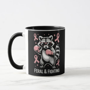 Feral and Fighting Racoon Breast Cancer Awareness Mug