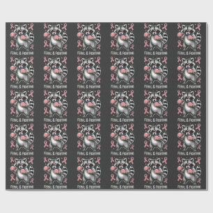 Feral and Fighting Racoon Breast Cancer Awareness Wrapping Paper