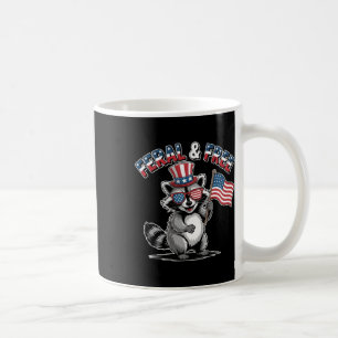Feral And Free Funny Patriotic Racoon Usa Flag 4t Coffee Mug