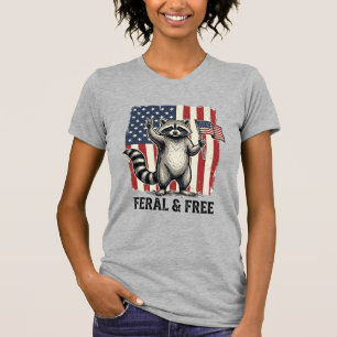 Feral and Free Patriotic Raccoon Vintage Shirt Des