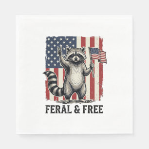 Feral and Free Patriotic Raccoon Vintage Shirt Des Napkin