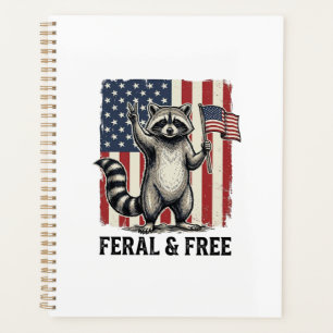 Feral and Free Patriotic Raccoon Vintage Shirt Des Planner