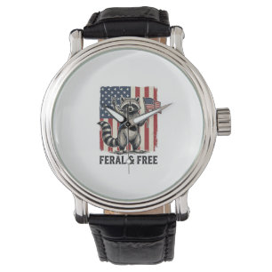 Feral and Free Patriotic Raccoon Vintage Shirt Des Watch