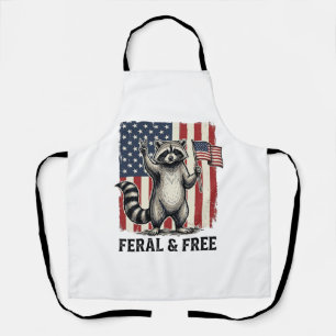 Feral and Free Patriotic Racoon Vintage Shirt Des Apron
