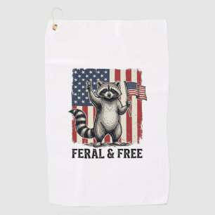 Feral and Free Patriotic Racoon Vintage Shirt Des Golf Towel