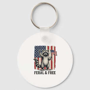 Feral and Free Patriotic Racoon Vintage Shirt Des Key Ring
