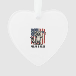 Feral and Free Patriotic Racoon Vintage Shirt Des Ornament