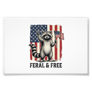 Feral and Free Patriotic Racoon Vintage Shirt Des Photo Print