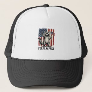 Feral and Free Patriotic Racoon Vintage Shirt Des Trucker Hat