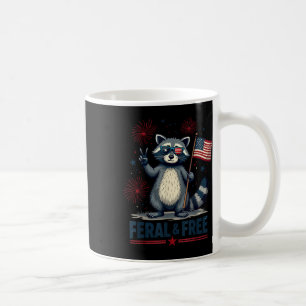 Feral And Free Racoon Patriotic 4th Of July Feral Coffee Mug