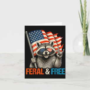 Feral And Funny Racoon Feral But 4th Of July Card