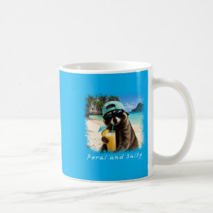 Feral And Salty Racoon Beach Vacation Funny Coffee Mug