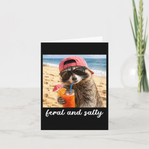 Feral And Salty Racoon Cool Beach Vibes Summer Card