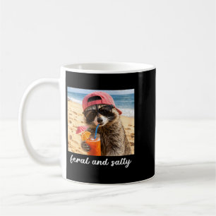 Feral And Salty Racoon Cool Beach Vibes Summer Coffee Mug