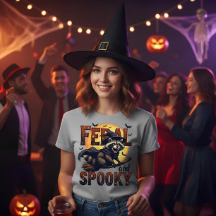 Feral and Spooky - Racoon on a Broomstick T-Shirt