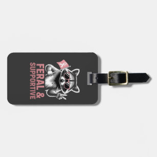 Feral and Supportive Breast cancer awareness   Luggage Tag