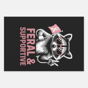Feral and Supportive Breast cancer awareness   Wrapping Paper Sheet
