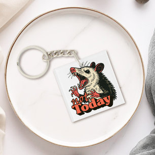 Feral Angry Possum Not Today Typography Key Ring