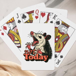 Feral Angry Possum Not Today Typography Playing Cards