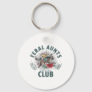 Feral Aunts Social Club The Cool Aunt Racoon  Key Ring