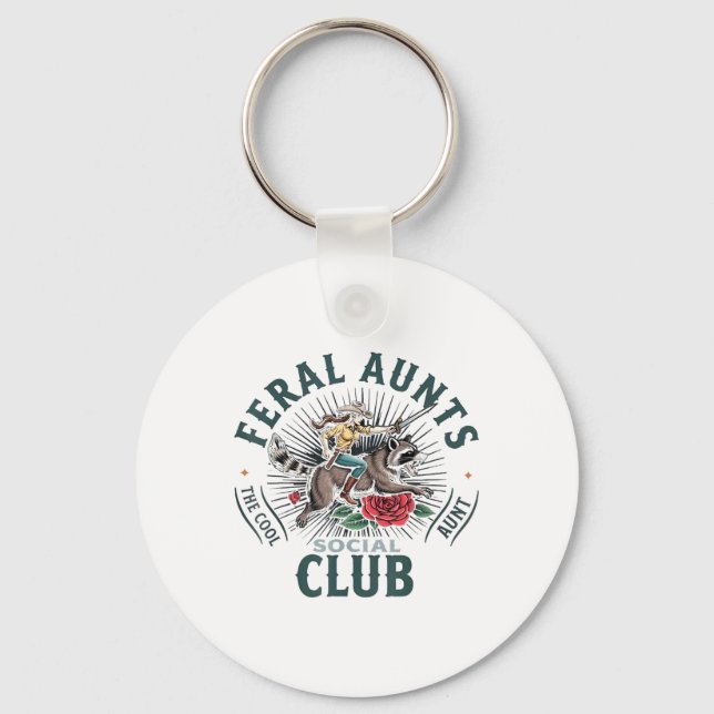 Feral Aunts Social Club The Cool Aunt Racoon  Key Ring (Front)
