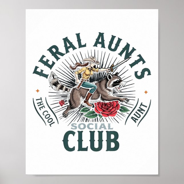 Feral Aunts Social Club The Cool Aunt Racoon  Poster (Front)