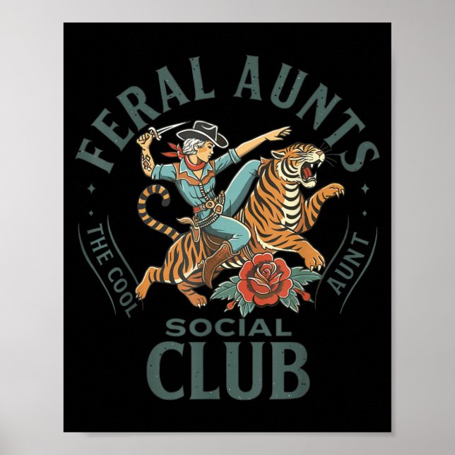 Feral Aunts Social Club Western Cowgirl Riding Tig Poster (Front)