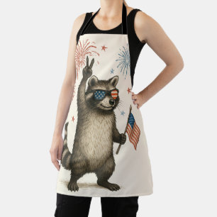 Feral But Free Fireworks Feral Racoon 4th Of July Apron