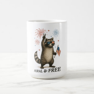 Feral But Free Fireworks Feral Racoon 4th Of July Coffee Mug
