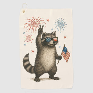 Feral But Free Fireworks Feral Racoon 4th Of July Golf Towel