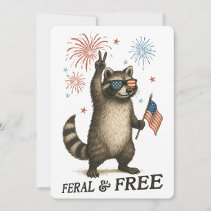 Feral But Free Fireworks Feral Racoon 4th Of July Invitation