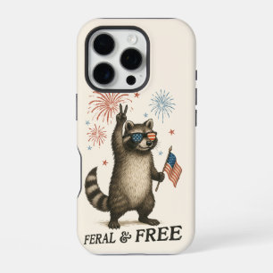 Feral But Free Fireworks Feral Racoon 4th Of July iPhone 16 Pro Case