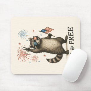 Feral But Free Fireworks Feral Racoon 4th Of July Mouse Pad