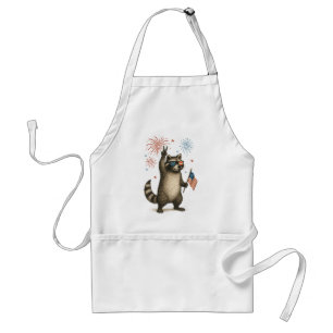 Feral But Free Fireworks Feral Racoon 4th Of July Standard Apron