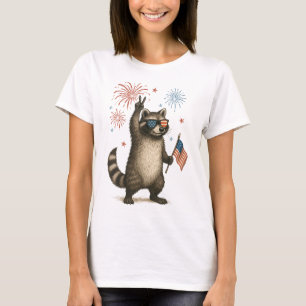 Feral But Free Fireworks Feral Racoon 4th Of July T-Shirt