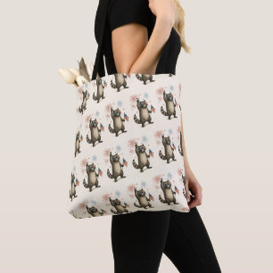 Feral But Free Fireworks Feral Racoon 4th Of July Tote Bag