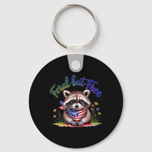 Feral But Free Funny Racoon 4th Of July Womens Pa Key Ring