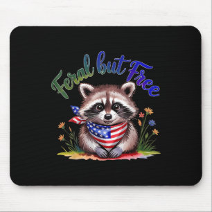 Feral But Free Funny Racoon 4th Of July Womens Pa Mouse Pad