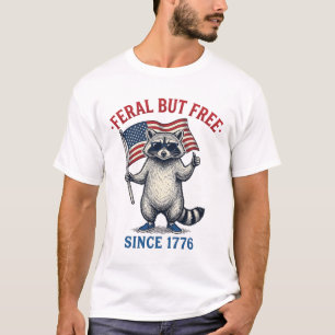 Feral But Free Patriotic Racoon Vintage Shirt Des