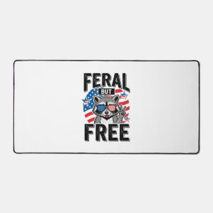 Feral But Free Patriotic Racoon Vintage Shirt Des Desk Mat