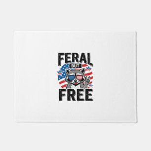 Feral But Free Patriotic Racoon Vintage Shirt Des Doormat