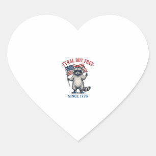 Feral But Free Patriotic Racoon Vintage Shirt Des Heart Sticker