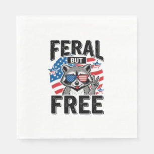 Feral But Free Patriotic Racoon Vintage Shirt Des Napkin
