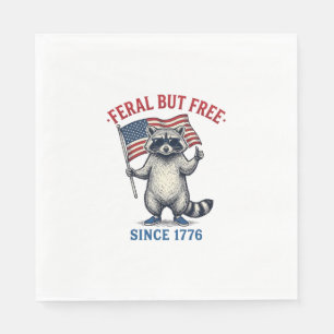Feral But Free Patriotic Racoon Vintage Shirt Des Napkin