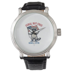 Feral But Free Patriotic Racoon Vintage Shirt Des Watch