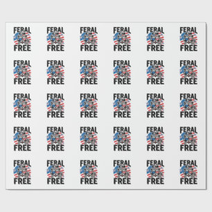Feral But Free Patriotic Racoon Vintage Shirt Des Wrapping Paper