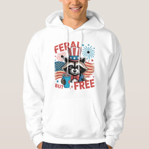 Feral But Free Racoon Design Hoodie