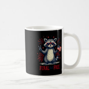 Feral But Free Racoon Patriotic 4th Of July Feral Coffee Mug
